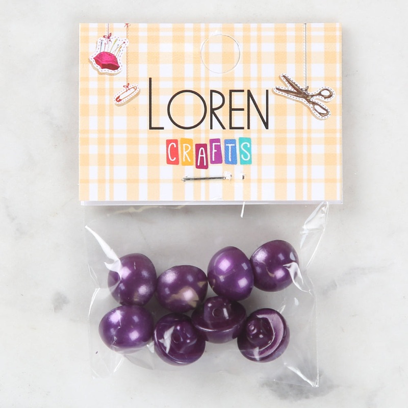 Loren Crafts 8 Pack Button, Purple – 148