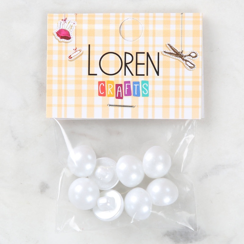 Loren Crafts 8 Pack Button, White – 157