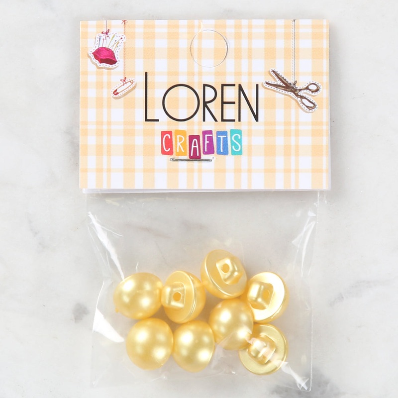 Loren Crafts 8 Pack Button, Yellow – 144