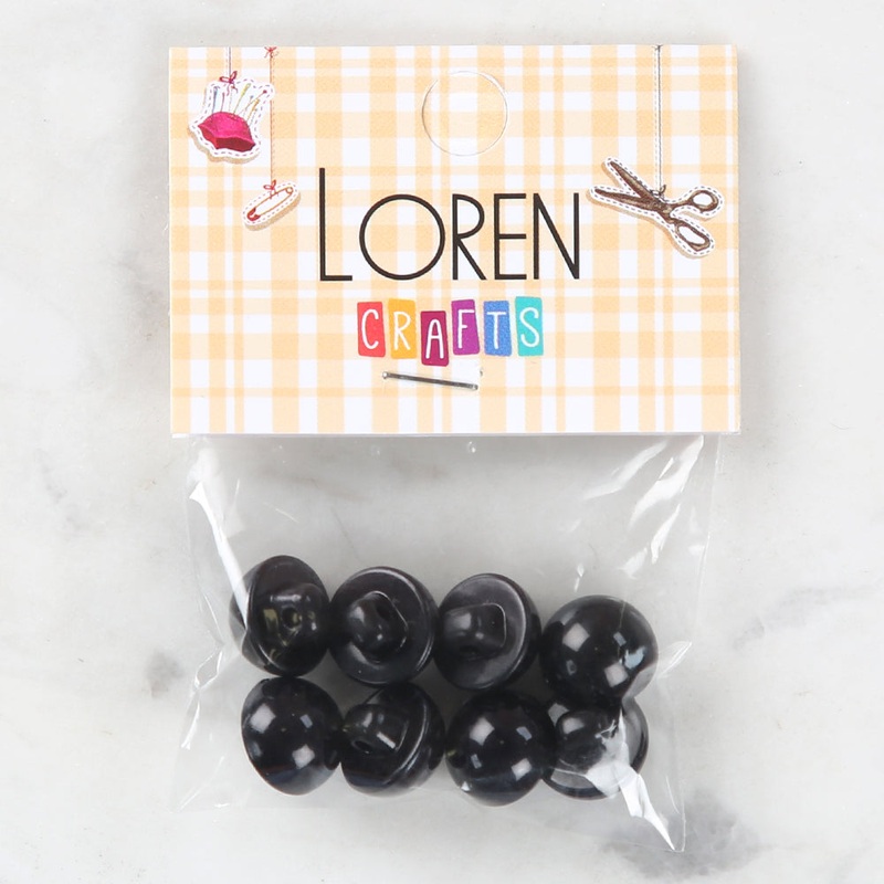 Loren Crafts 8 pcs Button, Black – 140