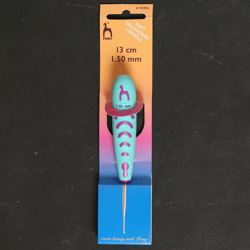 Pony 1.5 mm 13 cm Metal Lace Crochet Hook with Soft Ergonomic Handle – 59705