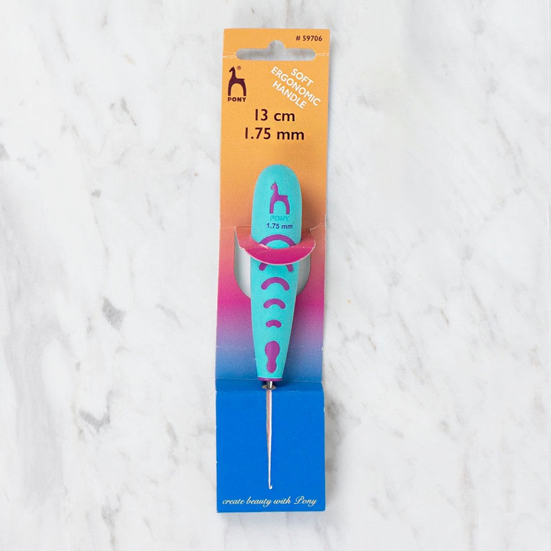 Pony 1.75 mm 13 cm Metal Lace Crochet Hook with Soft Ergonomic Handle – 59706
