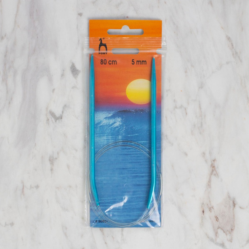 PONY COLOUR  5 MM 80 CM CIRCULAR NEEDLE, BLUE – 50811