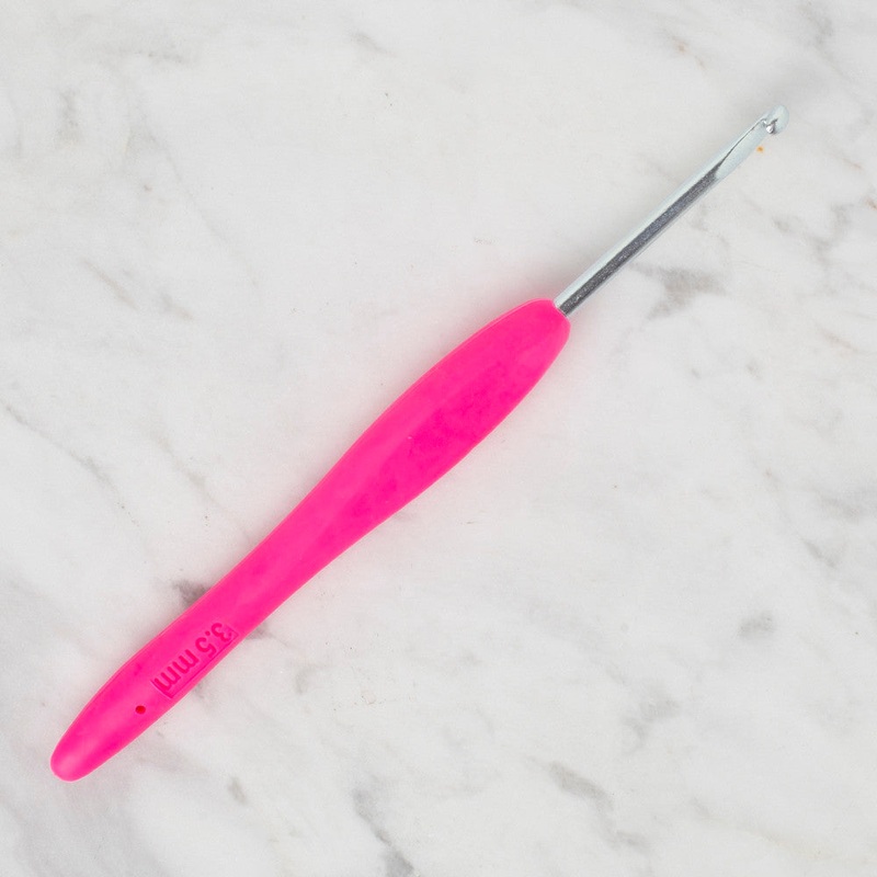 Yabal 3.5 mm Soft Handle Crochet Hook, Neon Pembe – YBL – 323