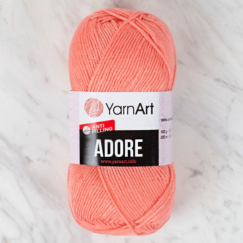 YarnArt Adore Anti-Pilling Yarn, Pinkish Orange – 366