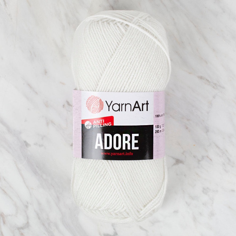 YarnArt Adore Anti-Pilling Yarn, White – 357