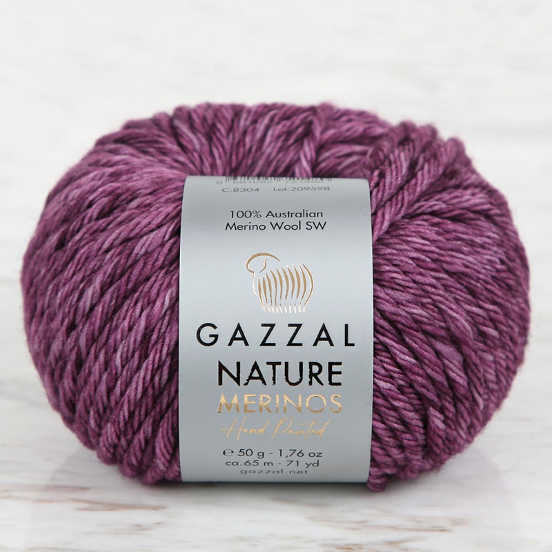 Gazzal Nature Merinos Hand Knitting Yarn,Purple-8304