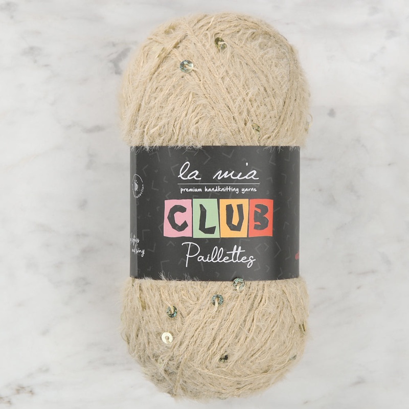 La Mia Club Paillettes Hand Kniitting Yarn, Beige – 618