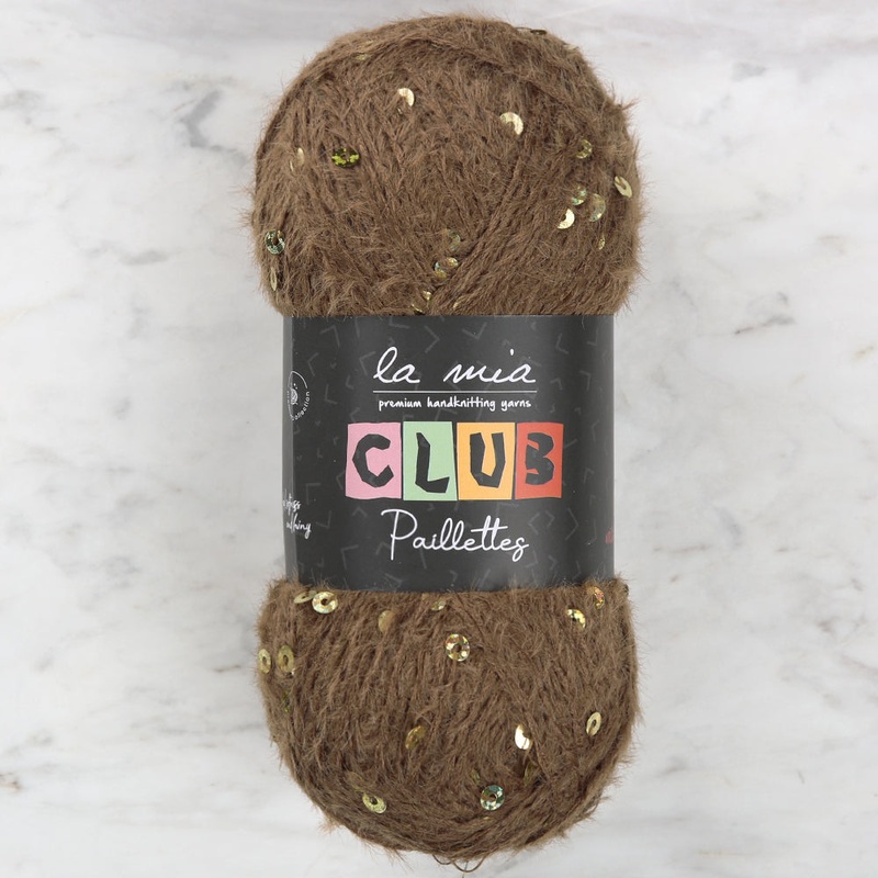 La Mia Club Paillettes Hand Kniitting Yarn, Brown – 621