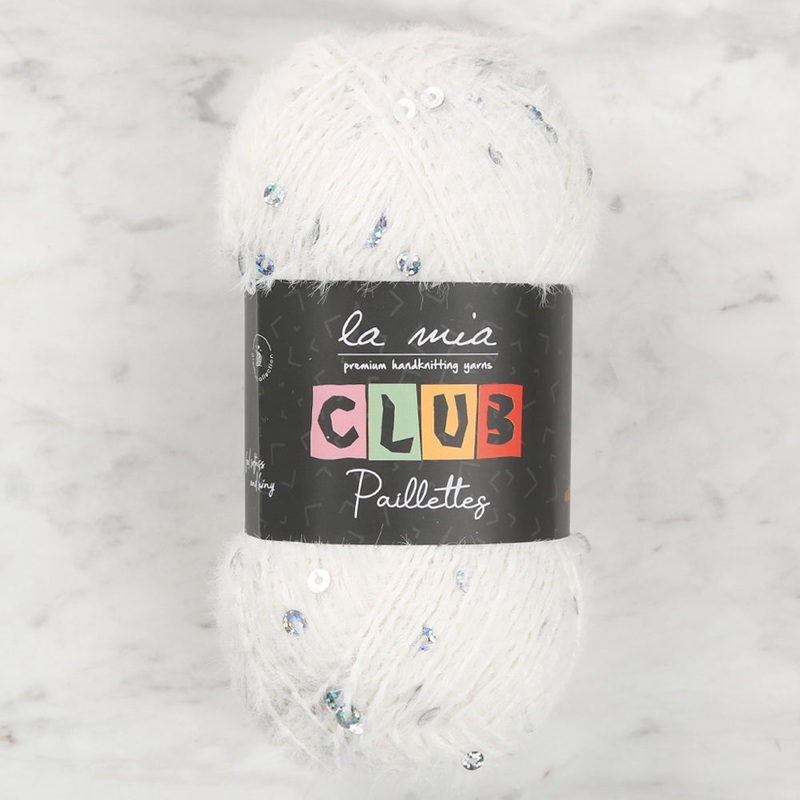 La Mia Club Paillettes Hand Kniitting Yarn, Cream – 602
