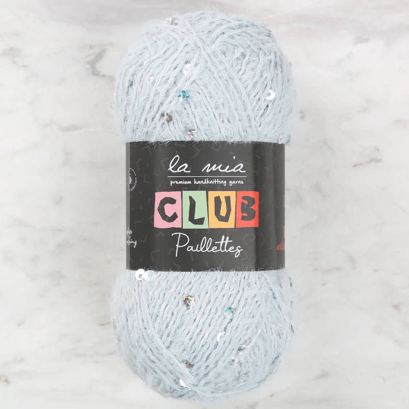 La Mia Club Paillettes Hand Kniitting Yarn, Light Blue – 604