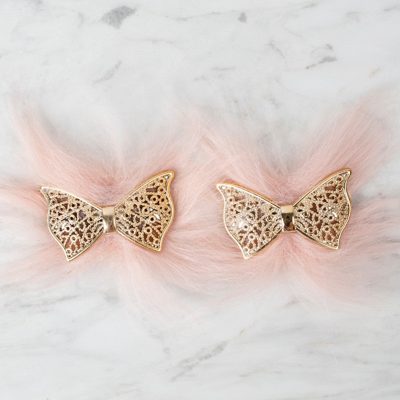 Loren 2 Pcs Faux Fur Fluffy Shoe Clip, Pink