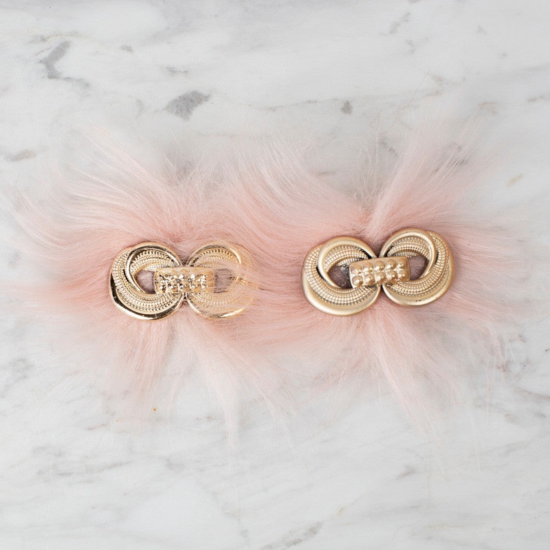 Loren 2 Pcs Faux Fur Fluffy Shoe Clip, Salmon