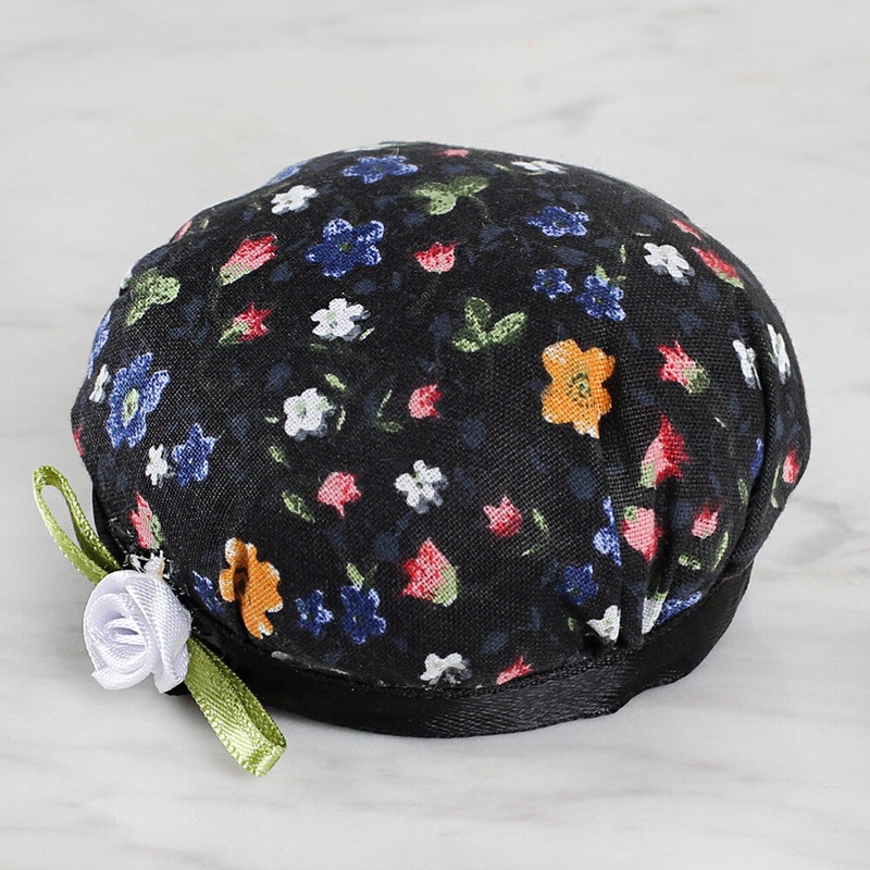 Loren Arm Pincushion, Flower Patterned – Black