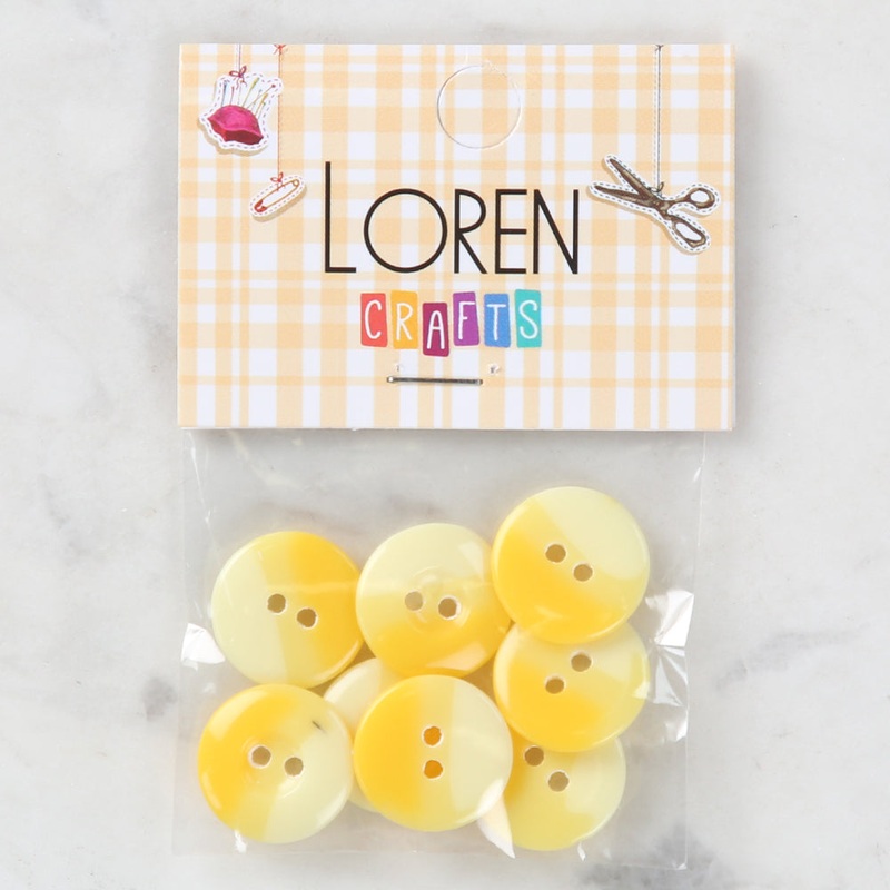 Loren Crafts 8 Pack Button, Yellow – 1128