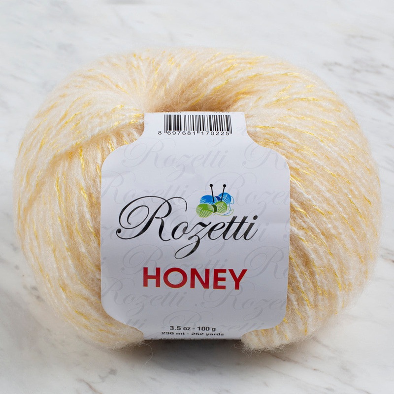 Rozetti Honey Yarn, Sparkly Cream – 210-01