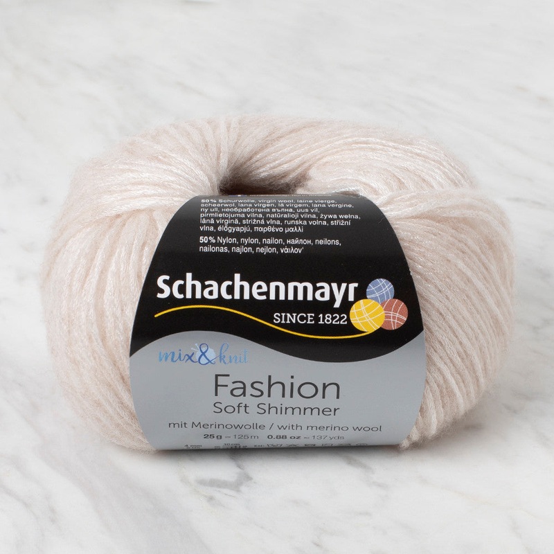 Schachenmayr Fashion Soft Shimmer 25 gr Knitting Yarn, Cream – 9807356 – 00002