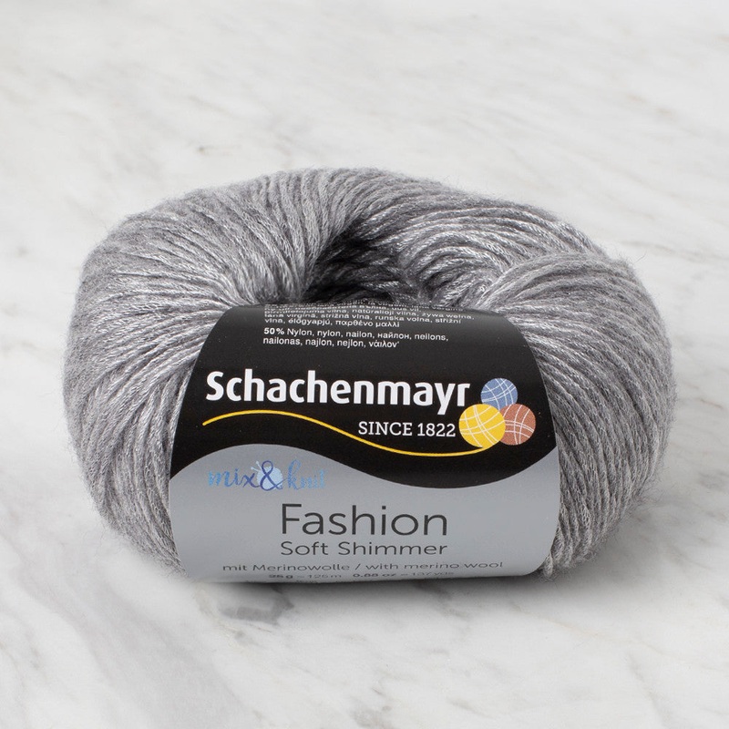 Schachenmayr Fashion Soft Shimmer 25 gr Knitting Yarn, Grey – 9807356 – 00093