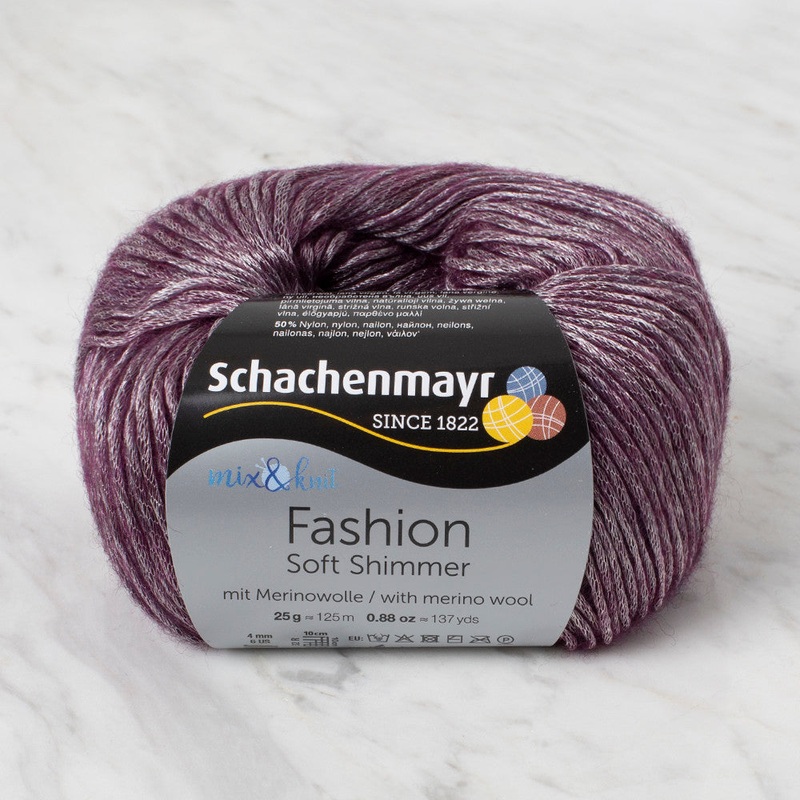 Schachenmayr Fashion Soft Shimmer 25 gr Knitting Yarn, Purple – 9807356 – 00046