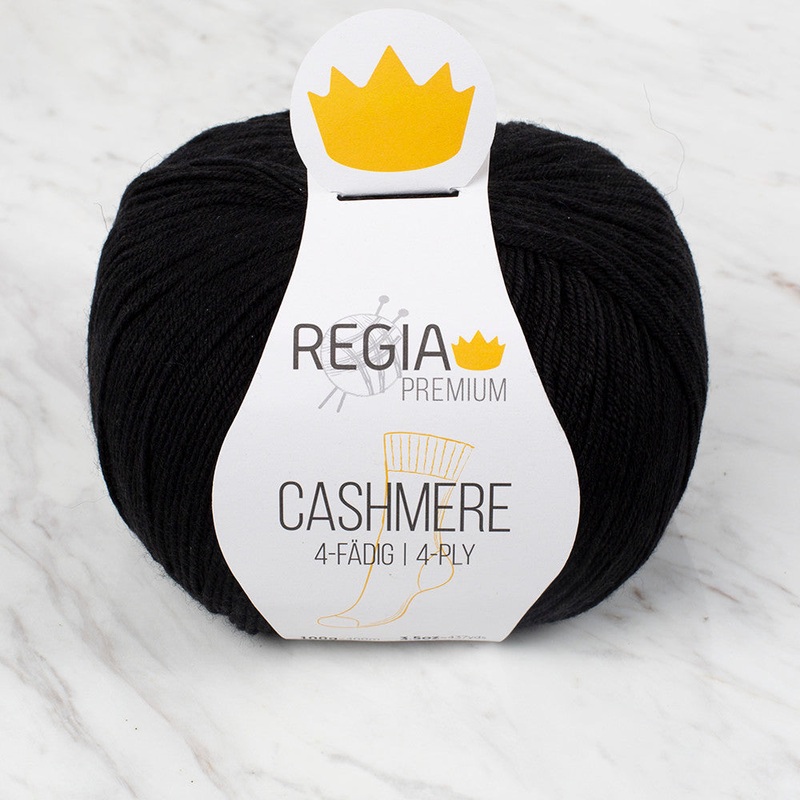 Schachenmayr Regia Premium Cashmere Knitting Yarn, Black – 9801637 – 00099