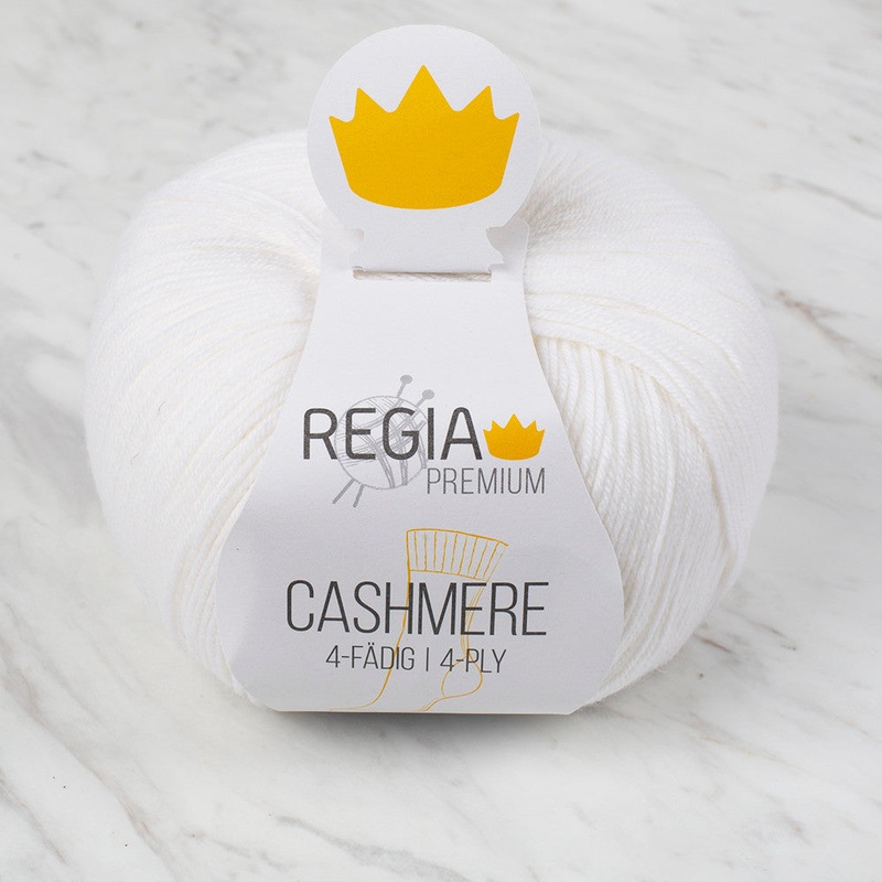 Schachenmayr Regia Premium Cashmere Knitting Yarn, White – 9801637 – 00001