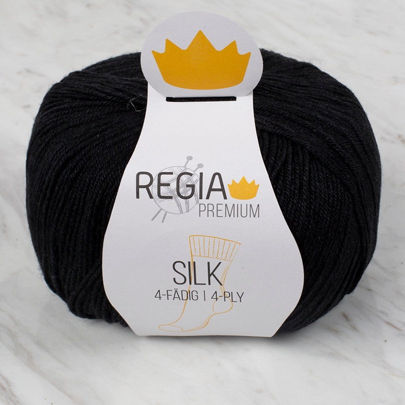 Schachenmayr Regia Premium Silk 4-ply Knitting Yarn, Black – 9801632 – 00099