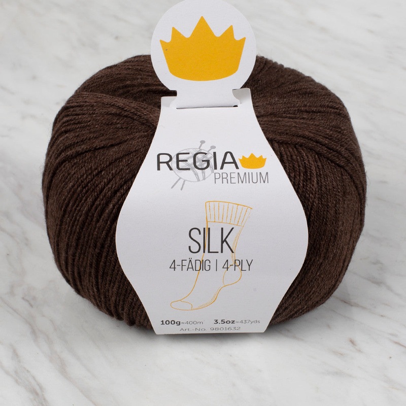 Schachenmayr Regia Premium Silk 4-ply Knitting Yarn, Dark Brown – 9801632 – 00089