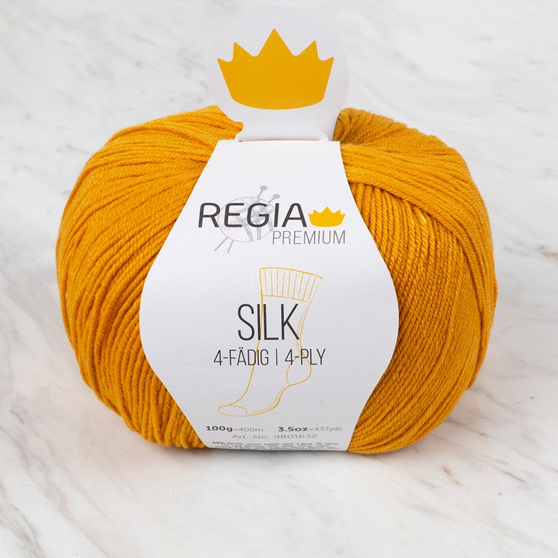 Schachenmayr Regia Premium Silk 4-ply Knitting Yarn, Mustard – 9801632 – 00025