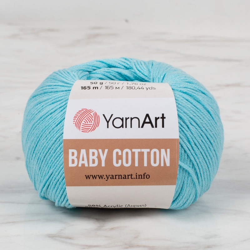 YarnArt Baby Cotton Knitting Yarn, Cyan – 446