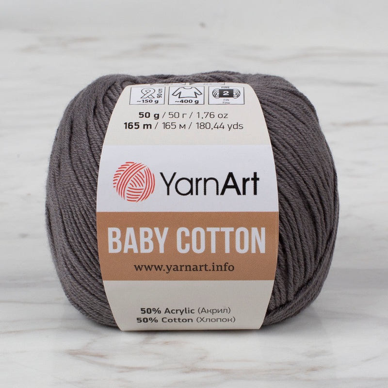 YarnArt Baby Cotton Knitting Yarn, Dark Grey – 454