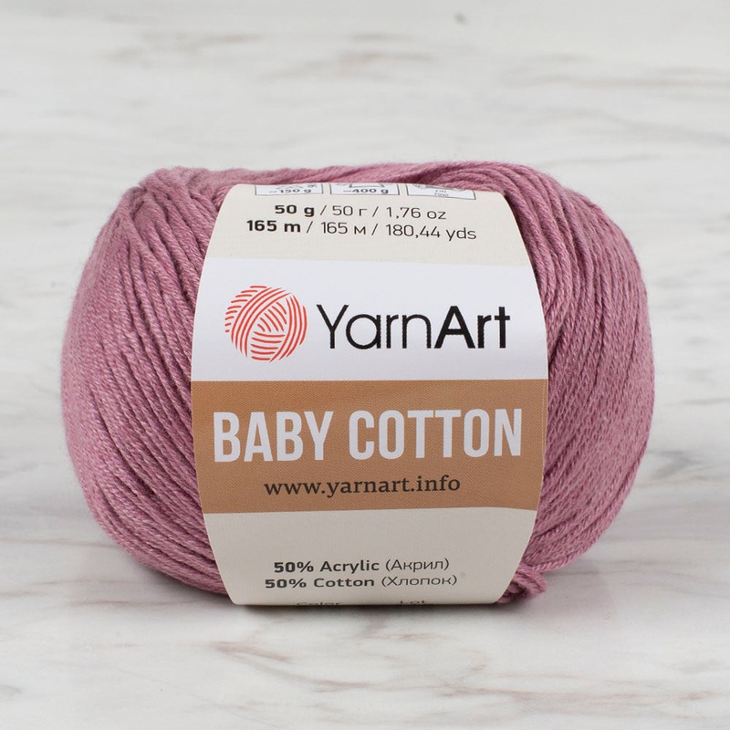 YarnArt Baby Cotton Knitting Yarn, Dusty Rose – 419
