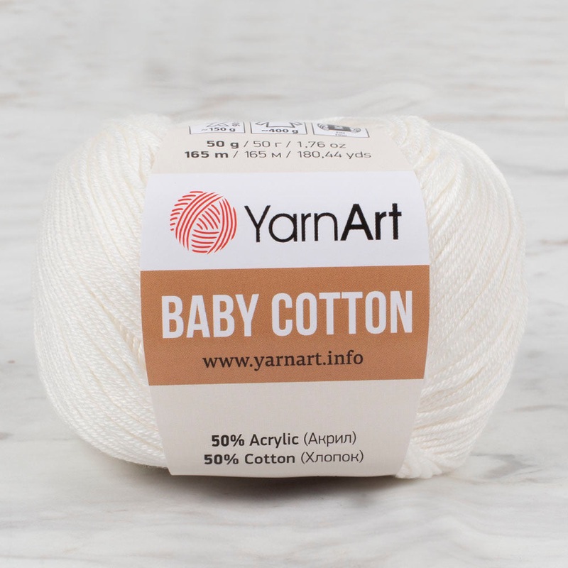YarnArt Baby Cotton Knitting Yarn, Ecru – 401