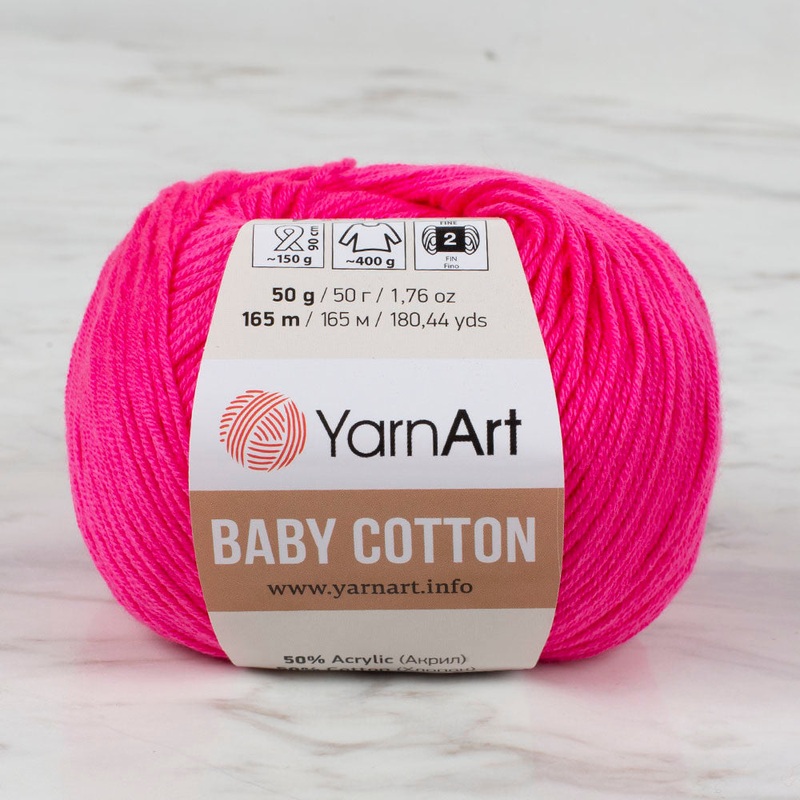 YarnArt Baby Cotton Knitting Yarn, Fuchsia – 422