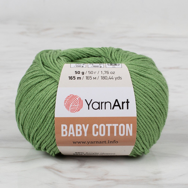YarnArt Baby Cotton Knitting Yarn, Green  – 440