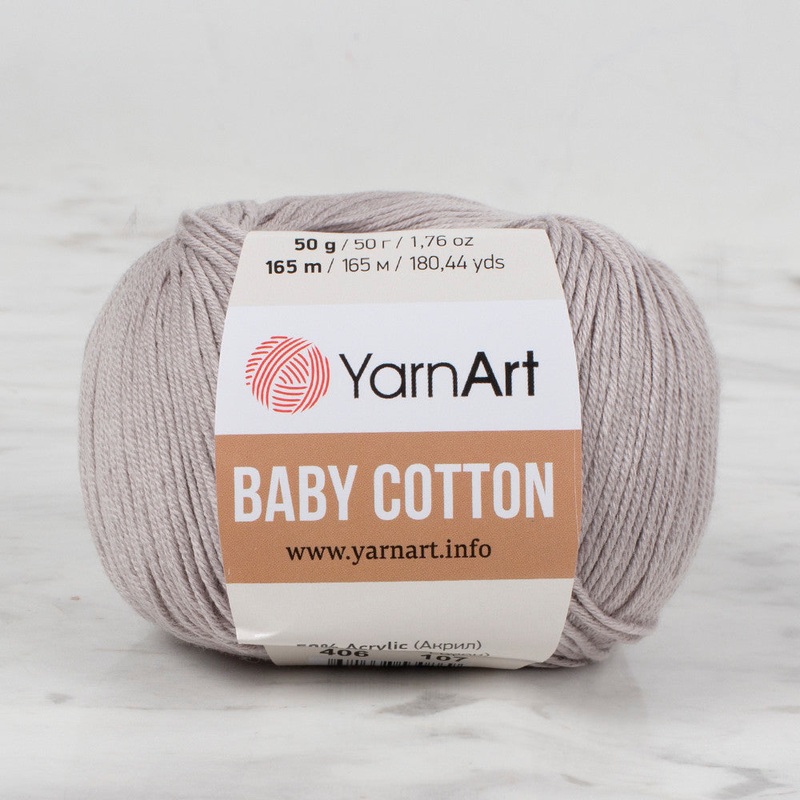 YarnArt Baby Cotton Knitting Yarn, Grey – 406