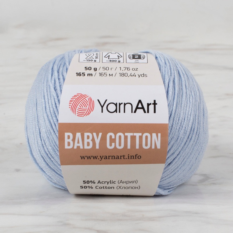 YarnArt Baby Cotton Knitting Yarn, Light Blue – 450