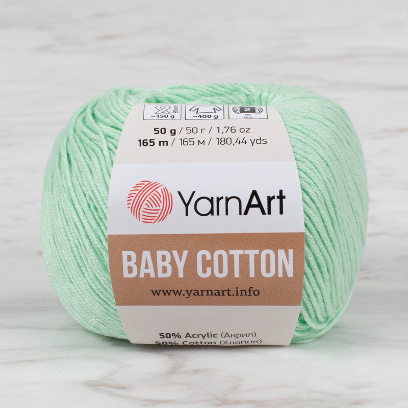 YarnArt Baby Cotton Knitting Yarn, Light Green – 435