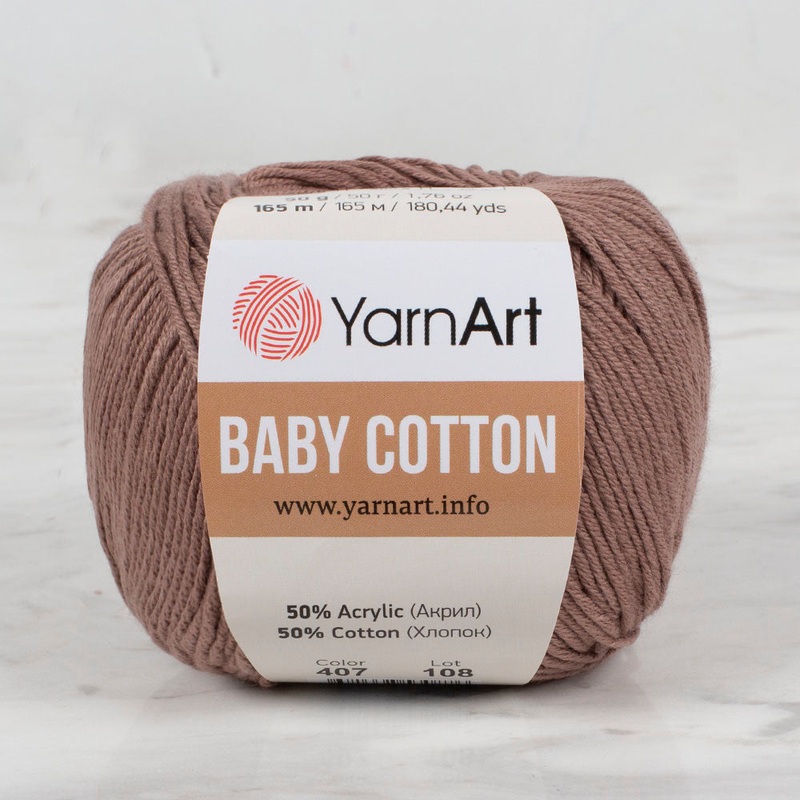 YarnArt Baby Cotton Knitting Yarn, Mink – 407
