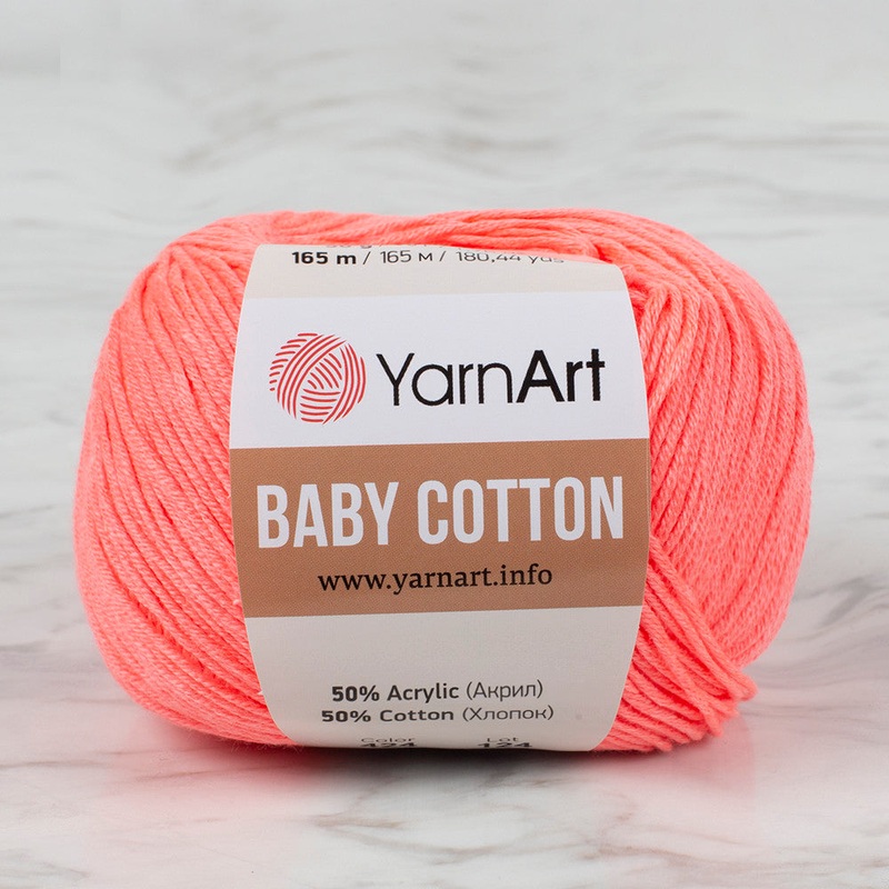 YarnArt Baby Cotton Knitting Yarn, Neon Pink – 424