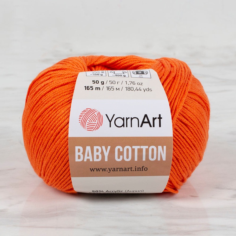 YarnArt Baby Cotton Knitting Yarn, Orange – 421