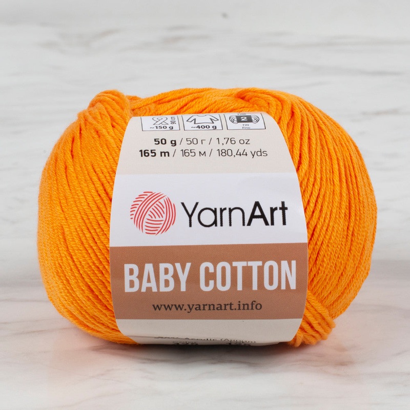 YarnArt Baby Cotton Knitting Yarn, Orange – 425