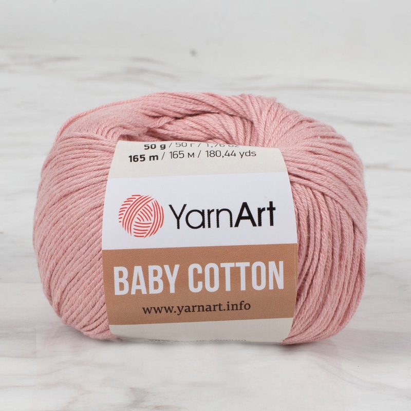 YarnArt Baby Cotton Knitting Yarn, Powder Pink – 413
