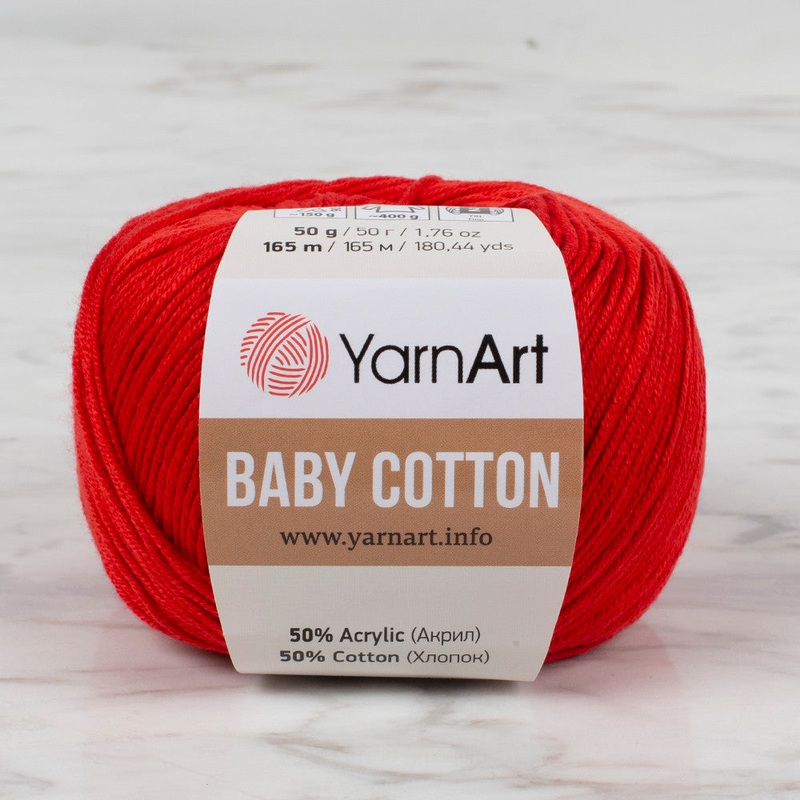 YarnArt Baby Cotton Knitting Yarn, Red – 426