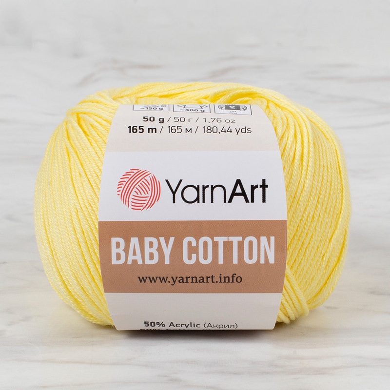 YarnArt Baby Cotton Knitting Yarn, Yellow – 431