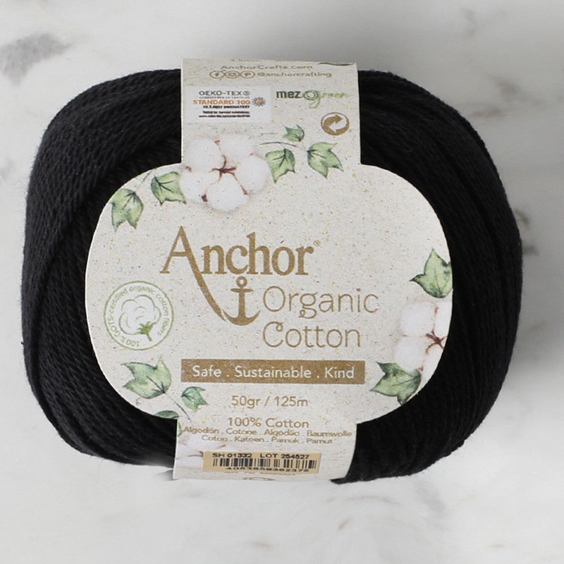 Anchor Organic Cotton Knitting Yarn, Black – SH 01332