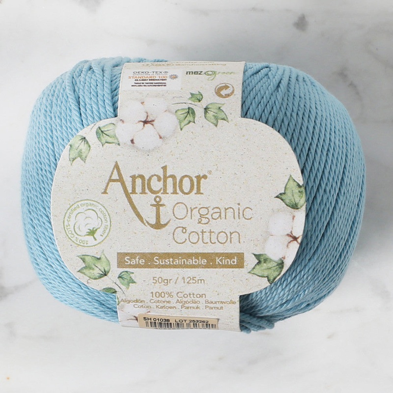 Anchor Organic Cotton Knitting Yarn, Blue – SH 01038