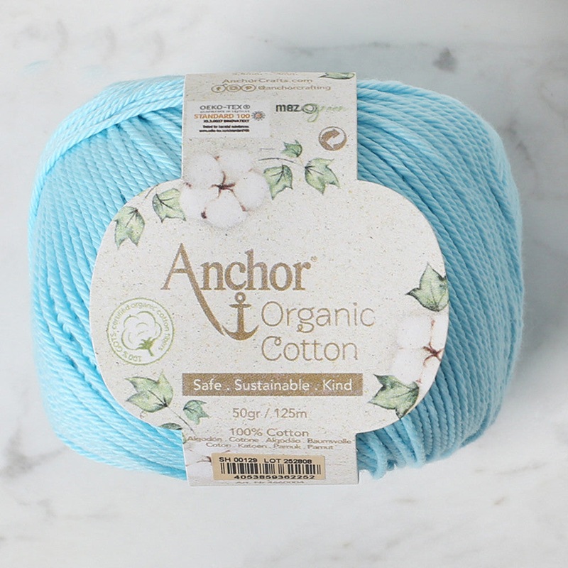 Anchor Organic Cotton Knitting Yarn, Cyan – SH 00129