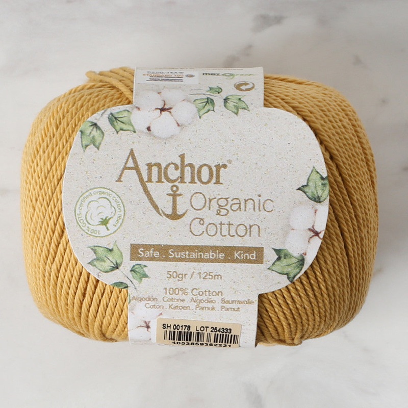 Anchor Organic Cotton Knitting Yarn, Mustard – SH 00178