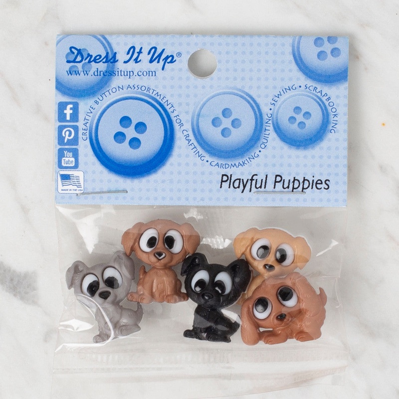 Dress It Up Creative Button Assortment, Playful Puppies
