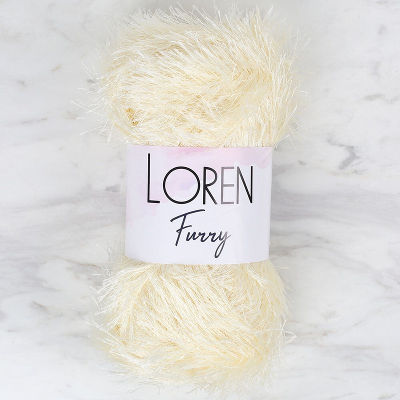 Loren Furry Knitting Yarn, Cream – RF065